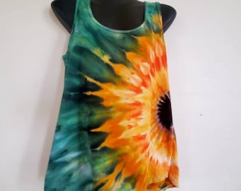 Ladies tie dye tank top sunflower dye tank top