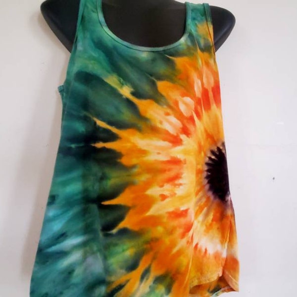 Ladies tie dye tank top sunflower dye tank top