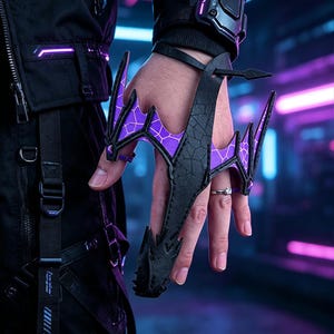 Dragon Wing Leather Hand Harness,Wrap around Thumb Cuff Wrist Brace Bracelet,Adjustable Wrist Strap,Gothic Arm Armor