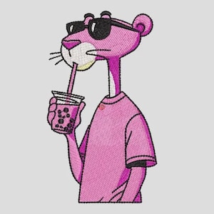 Borduurpatroon van een roze panter. 6x11 cm