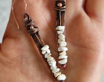 Earrings Copper & Howlite Unique Handmade