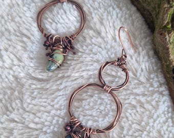 銅と瑪瑙のイヤリング ユニークなハンドメイド