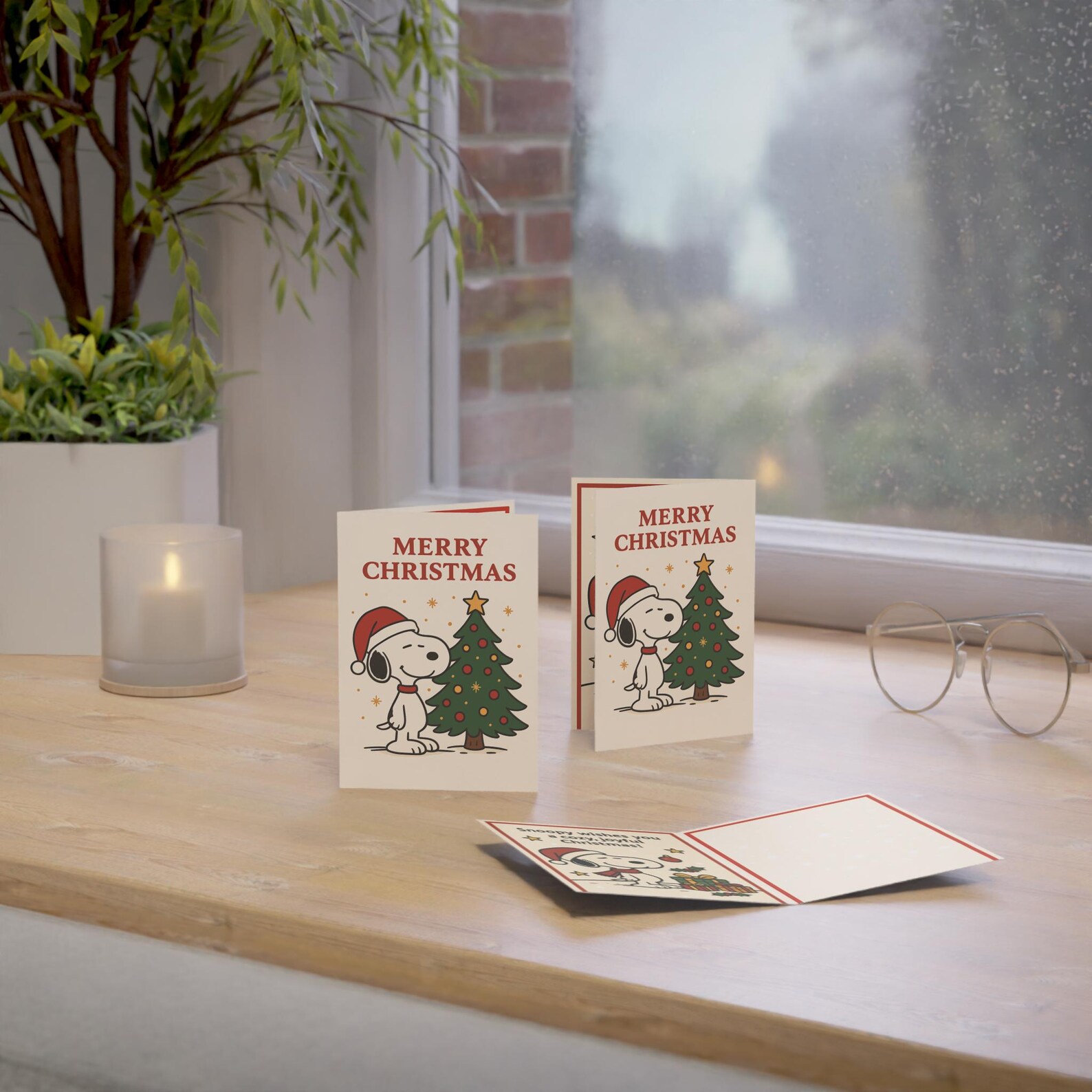 Merry Christmas Snoopy Christmas Tree Greeting Card - Etsy