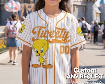 Custom Tweety Baseball Jersey , Kid/Youth/Adult Jersey Team Outfit