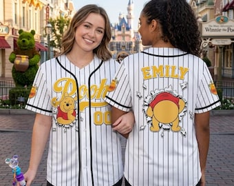 Winnie the Pooh Jersey, Custom Bear Baseball Kids Youth Adult Shirt