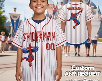 Custom Spider-man Baseball Jersey, Custom Kid Youth Adult Spider Lover Gift