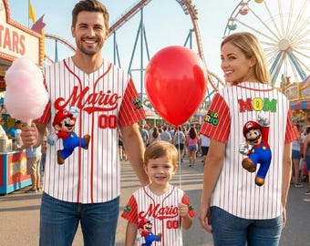 Personalized Super Mario Baseball Jersey, Mario Fan Shirt Gift