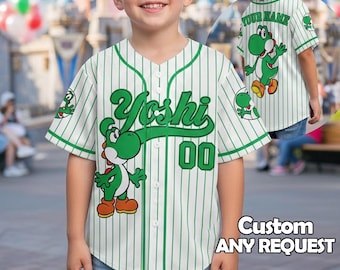 Custom Yoshi Baseball Jersey, Kid/Youth/Adult Jersey Personalized Gamer Outfit