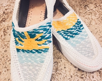 Zapatos de tela hechos a mano (crochet). Breos, cómodos, ligeros. Lavar a mano.