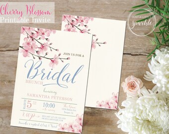 Cherry Blossom invite, Bridal Shower invitation, Cherry Blossom theme printables, Cherry Blossom Bridal shower invite