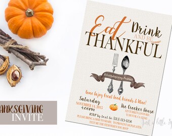 Thanksgiving Invitation, Printable Thanksgiving invite, Friendgiving invitations, Thanksgiving Party