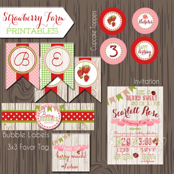 Strawberry Printables Strawberry Birthday Strawberry | Etsy