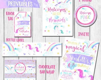 Unicorn Party theme, Printable Unicorn invitation, Rainbow Birthday, Unicorn invite, Unicorn Birthday Printables