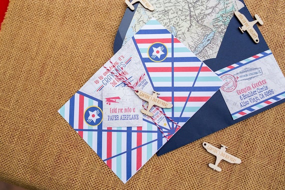 Vintage Airplane Invitation, airplane birthday, airplane, Airplane theme party Il_570xn