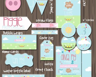 Pig invitation, Piggy invite, Piggy Birthday, Pig Birthday invitation, Peppa Pig inspired Printable, DIY