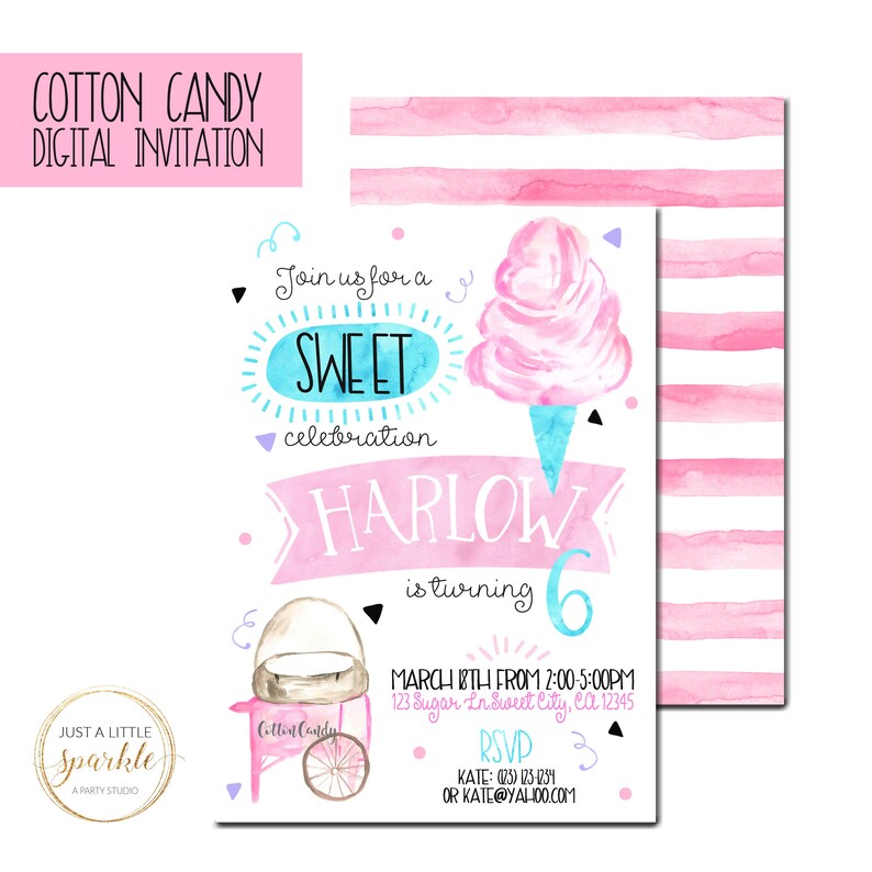 Cotton Candy Invitation Cotton Candy Birthday Printables | Etsy