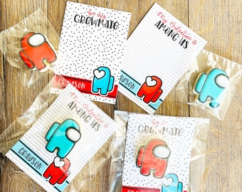 Printable Among Us cards, Among Us favor tags, Among us birthday tags, Among Us Valentine tags, Among Us Valentine cards