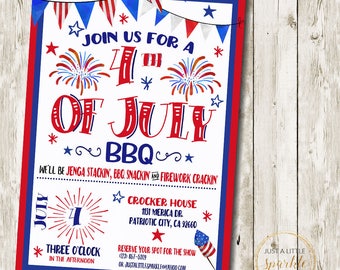 4th of July invitation, digital fourth of july invitation, Fourth of July invite, 4th of July invite