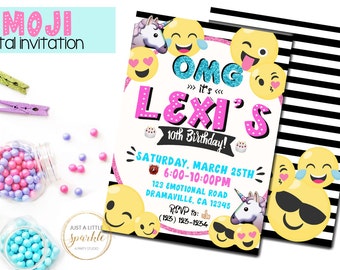 Emoji invitation, Emoji invite, Emoji Party Printable, Emoji Printable, Digital Emoji Invitation