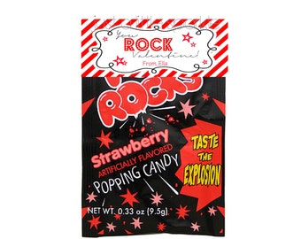 Pop Rocks Valentine tag,DIY, Personalized Valentine's Favor tag, "You Rock" Valentine tag