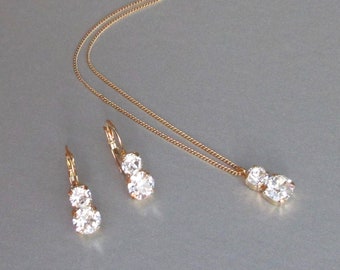 Crystal jewelry set, Bridal crystal earrings necklace set, Rhinestone Bridesmaids jewelry set in gold, silver, rose gold