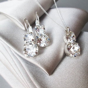 Crystal jewelry set, Bridal Premium European Crystal earrings necklace set, Rhinestone Bridesmaids jewelry set in gold, silver, rose gold,