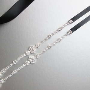 Crystal bridal belt, Super skinny bridal belt, Dainty crystal belt sash, Rhinestone wedding belt, Thin belt in gold, silver, rose gold