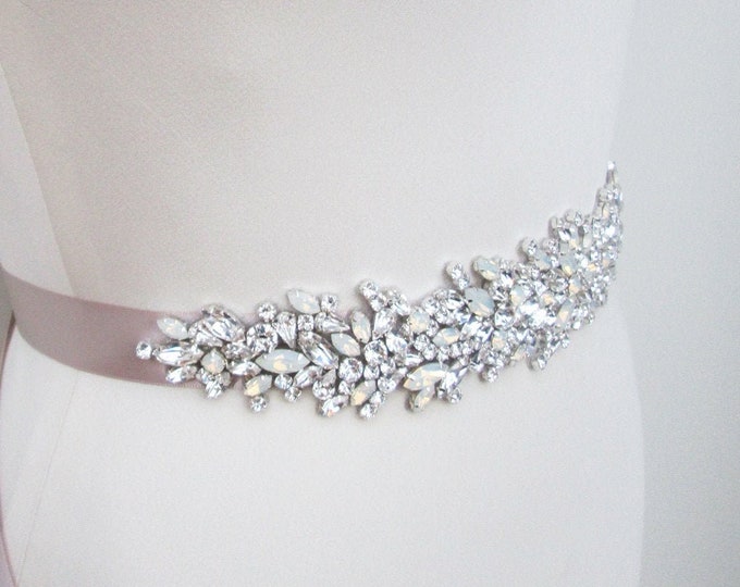 Bridal belt, Opal bridal belt, Crystal belt sash in gold, silver, Wedding belt, Waist sash, Opal bridal belt, Rhinestone crystal belt