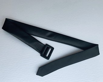 Black Silk Duchess Satin Bridal Belt: Couture Buckle Sash