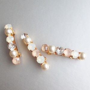 Pastel ivory cream opal crystal barrettes, Premium European Crystal hair clip, Wedding Rhinestone pearl wedding hair clip barrette