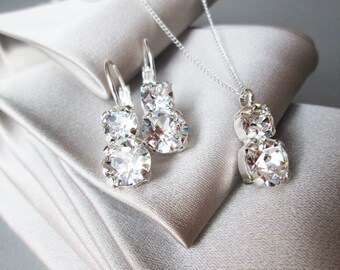 Ensemble de bijoux en cristal, ensemble de collier de boucles d'oreilles en cristal européen de qualité supérieure, ensemble de bijoux de demoiselles d'honneur strass en or, argent, or rose,