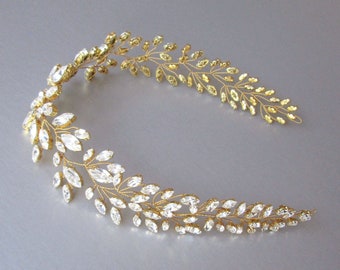 Crystal hair vine in gold, silver or rose gold, Crystal Headband, Wedding hair vine, Bridal headband, Bridal crystal hair vine