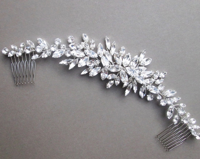 SALE - 50% OFF - Crystal hair vine, Bridal comb, Wedding hair vine, Premium Quality European Crystal, Silver finish