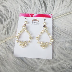 Pearl earrings, Bridal crystal earrings, Crystal pearl bridal earrings, Wedding earrings in gold, silver, rose gold