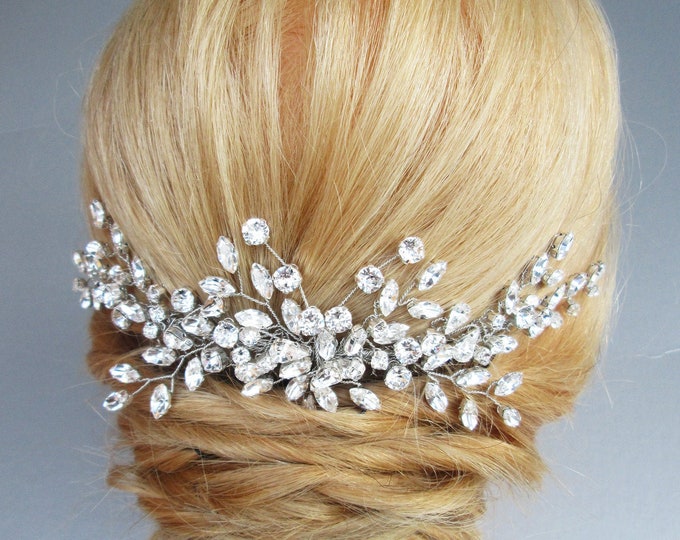 Crystal hair vine, Bridal comb, Premium European Crystal hair vine, Leaves branch crystal hair vine, Rhinestone bridal headpiece comb vine