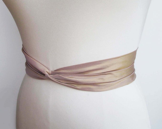 Iridescent Silk taffeta champagne gold beige bridal sash belt, Couture Bridal sash belt, Cross front belt, Wedding sash golden champagne