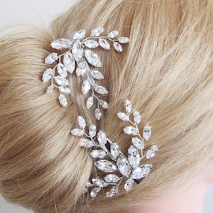 Bridal hair pin clip, crystal hair clip, Wedding crystal pin, Leaf rhinestone alligator hair clip in gold, silver, rose gold