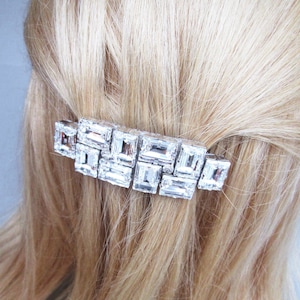 Art Deco style Premium Quality European Crystal barrette, Wedding crystal clip, Bridal party hair clip, Rhinestone hair clip long barrette