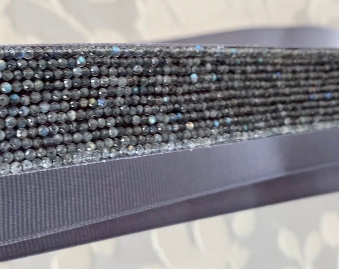 Bridal belt, Blue Labradorite Gemstone bridal belt sash, Something blue Wedding belt, Silver bridal belt sash, Beaded bridal belt