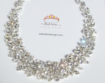 Bridal Crystal necklace in gold or silver, Statement necklace, Premium European Crystal bridal bib necklace, Rhinestone necklace