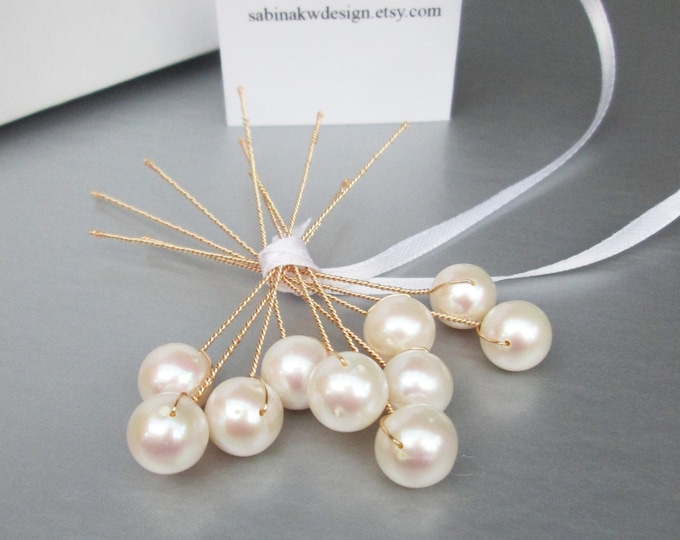 Pearl pins, Modern minimalist fine cultured freshwater pearl pins, Wedding hair pins, Bridal hair pins pearls, Set of 10