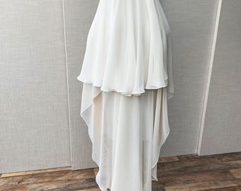 Zijden sluier van chiffon met blush, zachte zijden bruidssluier, prachtige 100% zijden chiffon bruidssluier walslengte, Couture bruids pure sluier
