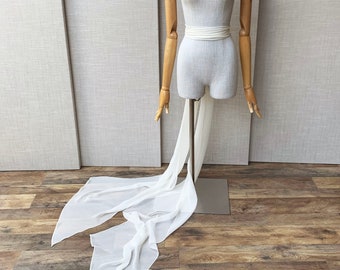 Silk chiffon sash, long wedding shawl wrap or bridal sash, Bridal soft bow sash