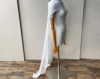 Silk Chiffon Bridal Scarf: Non-Slip Wedding Shawl with Button Closure