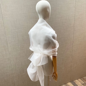 Sheer silk wrap shawl, Silk organza wedding shawl, Sheer stole for special occasion, Wrap around shoulder cover up white, off white, ivory