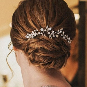 Crystal bridal hair vine, Bridal hair comb, Wedding hair comb in rose gold, gold, silver, Opal bridal rhinestone headpiece