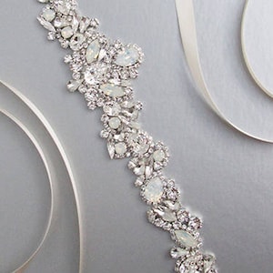 Bridal belt sash, Crystal belt in silver or gold, Wedding belt, Waist sash, Premium European Crystal Opal bridal belt Rhinestone bridal sash