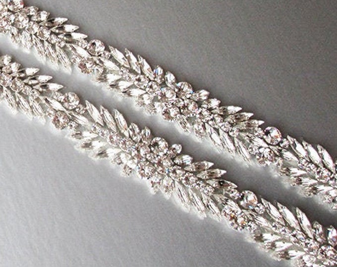 Bridal belt, Crystal bridal belt sash, One inch crystal belt, Wedding belt, Silver bridal rhinestone belt, Fitted belt with clasp closure