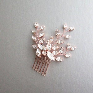 Crystal hair comb, Bridal small hair comb, Dainty crystal hair comb, Rose gold bridal headpiece, Wedding hair comb, Bridal comb
