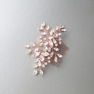 Rose gold Crystal bridal hair vine, Bridal hair comb, Wedding hair comb, Rhinestone comb, Wedding hair vine